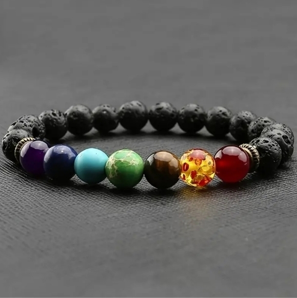 Seven Chakra Healing &‎ Balancing Oil Diffusing Natural Volcano Stone Br… - Picture 15 of 16